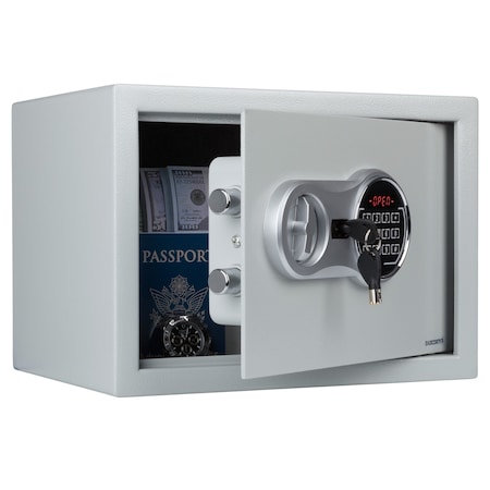 Stalwart Electronic Digital Safe - Dual Entry Lock Box with 2 Override Keys for Home Use by Gray 65-LCNK-25-1